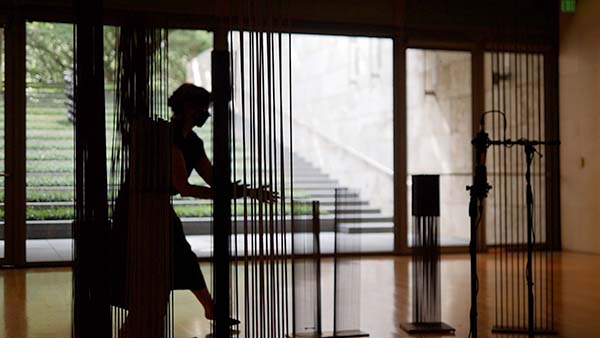 olivia block plays harry bertoia's sonambient sculptures at the nasher sculpture center